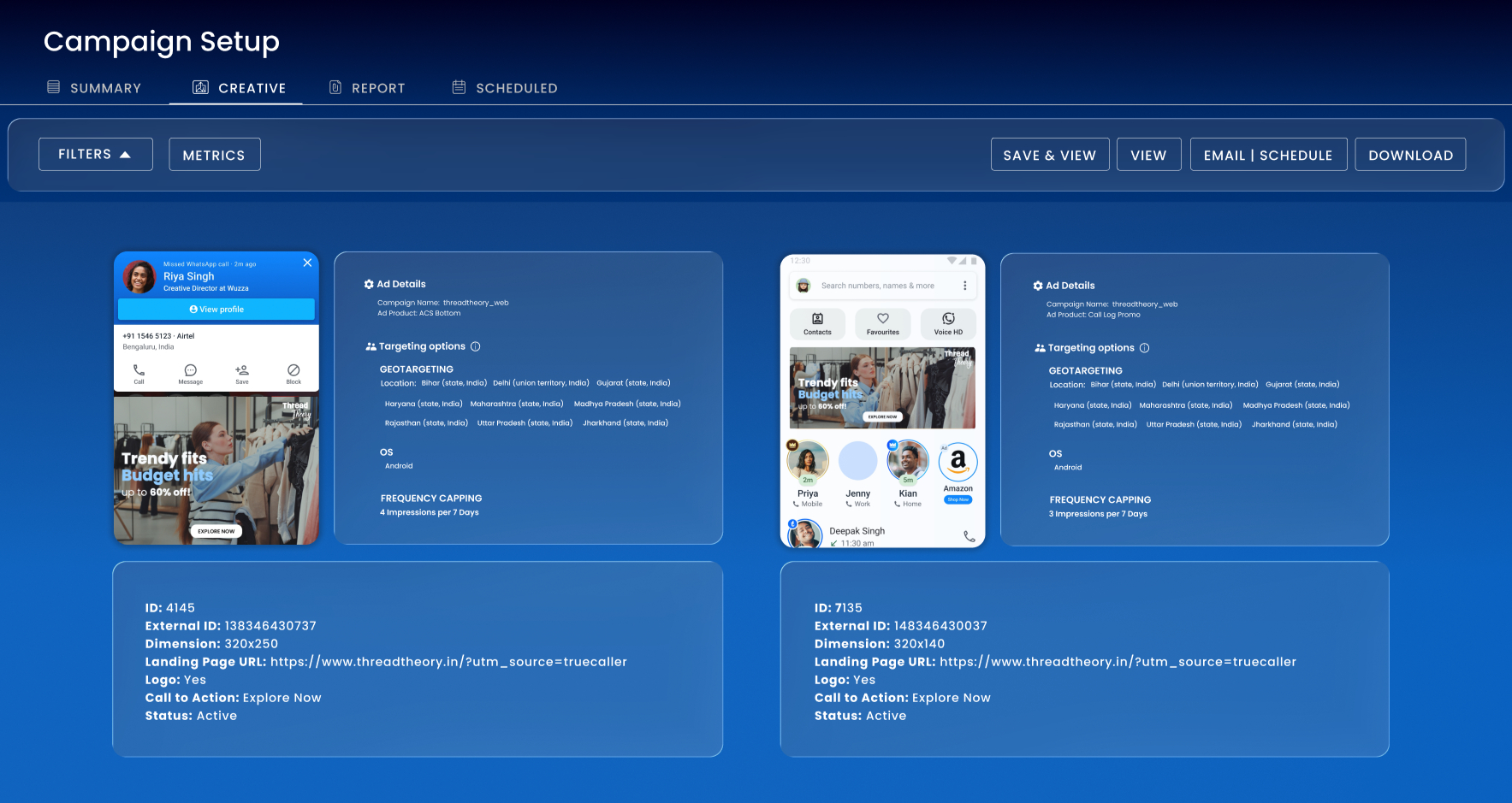 Truecaller Ads Dashboard Analytics